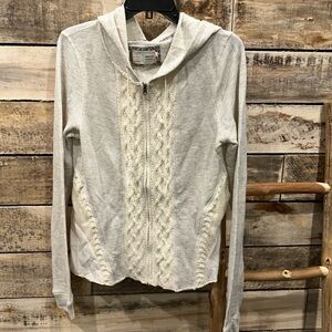 NWOT Anthropologie Cable Knit Cardi Hoodie Swearshirt SZ L Saturday/Sunday Z112